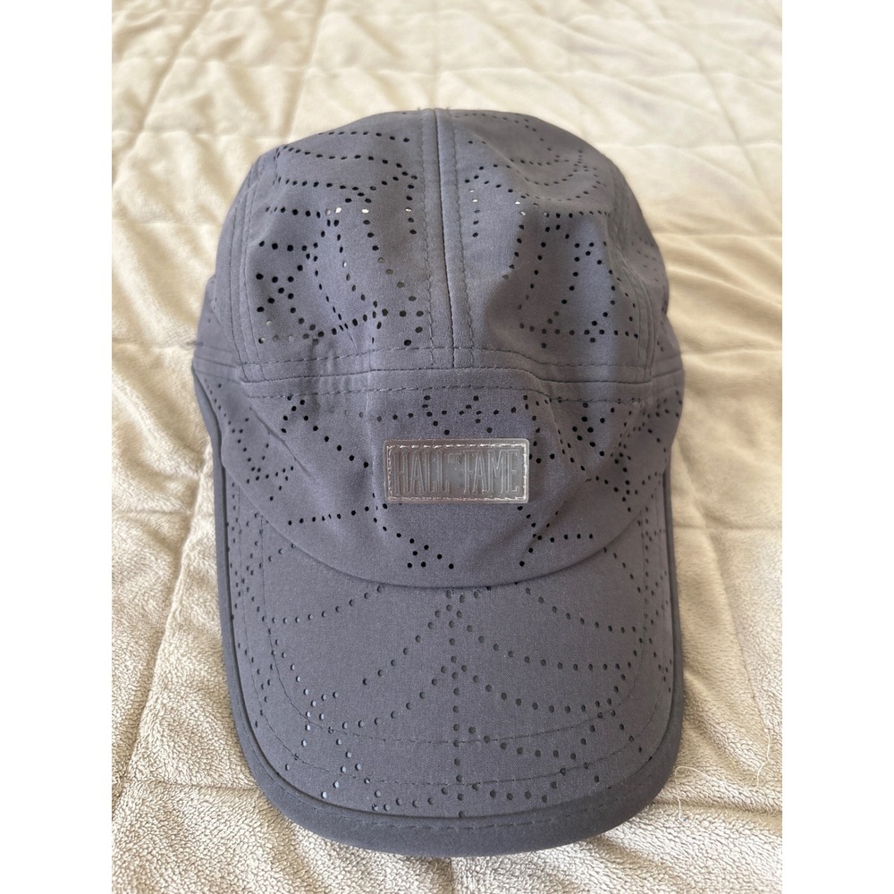 Hall of Fame 5 Panel Camper Hat Gray Perforated Laser Cut Strapback Cap